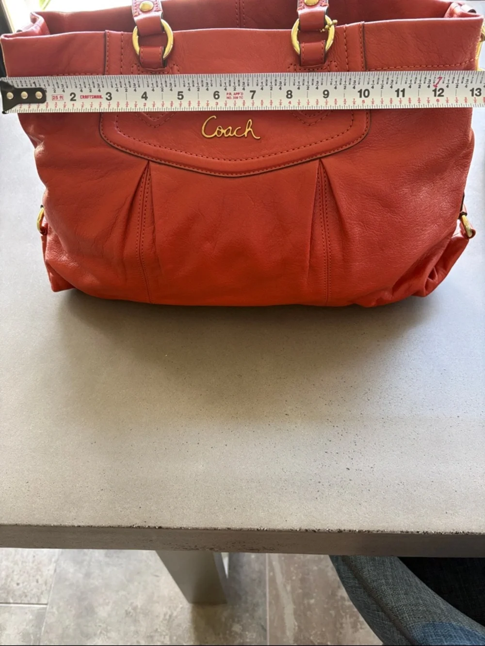Coach Burnt Orange Leather Ashley Carryall Purse - Picture 16 of 17